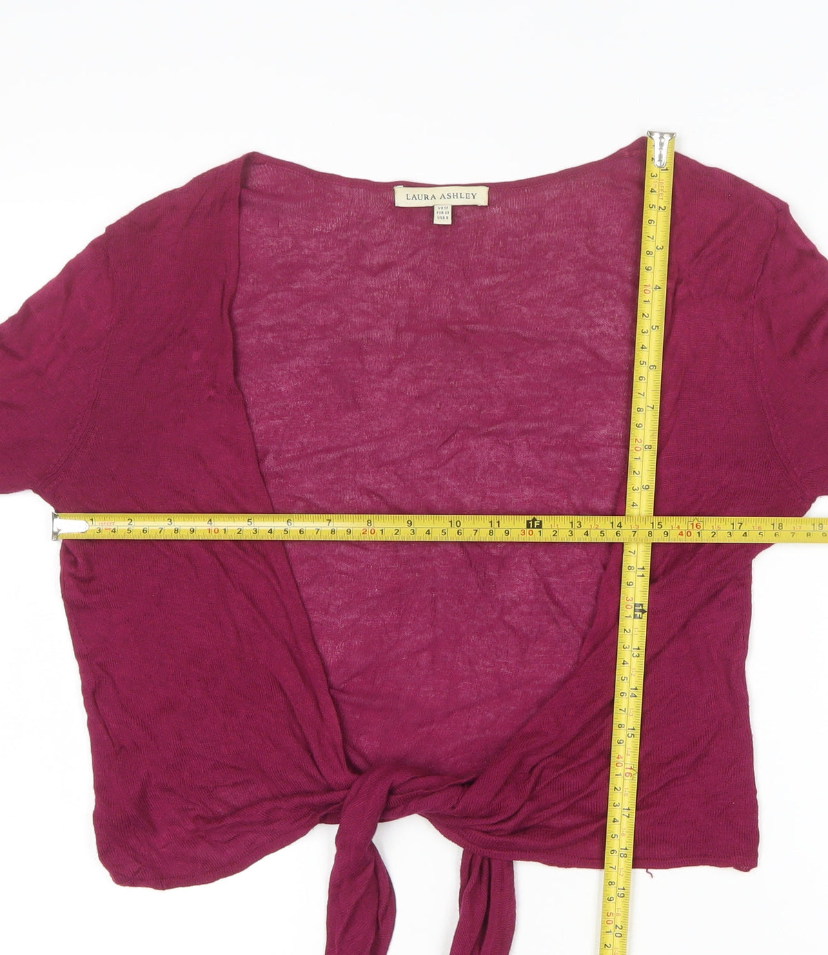 Laura Ashley Women's Pink UK 12 Open Tie Front Long Sleeve Cardigan