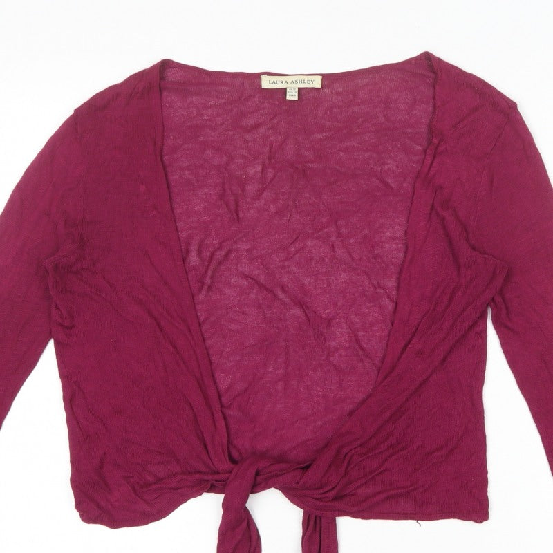 Laura Ashley Women's Pink UK 12 Open Tie Front Long Sleeve Cardigan