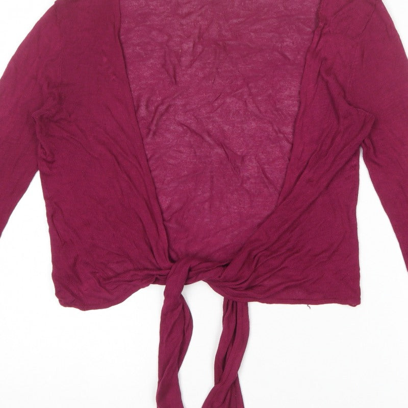 Laura Ashley Women's Pink UK 12 Open Tie Front Long Sleeve Cardigan