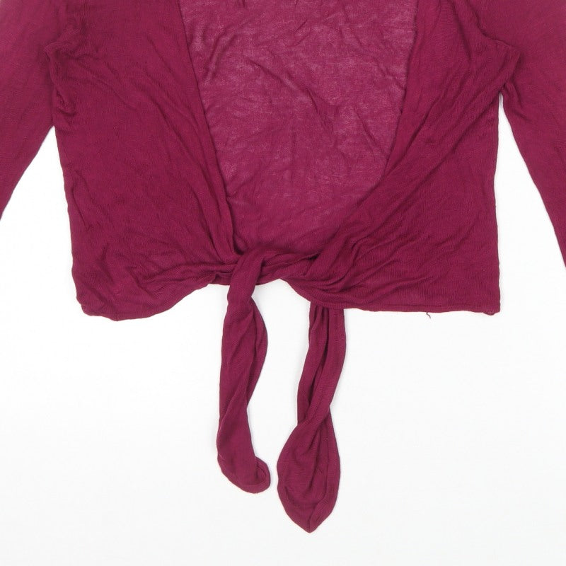 Laura Ashley Women's Pink UK 12 Open Tie Front Long Sleeve Cardigan