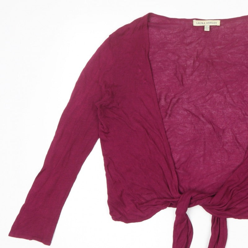 Laura Ashley Women's Pink UK 12 Open Tie Front Long Sleeve Cardigan