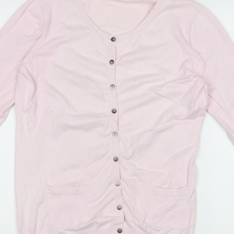 Boden Women Pink UK 2 Button Front Knit Cardigan with Pockets