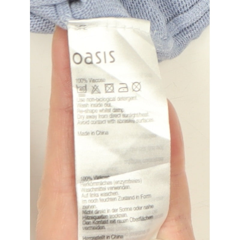 Oasis Women Blue Size S Viscose Open-Knit Yoke Pullover Jumper