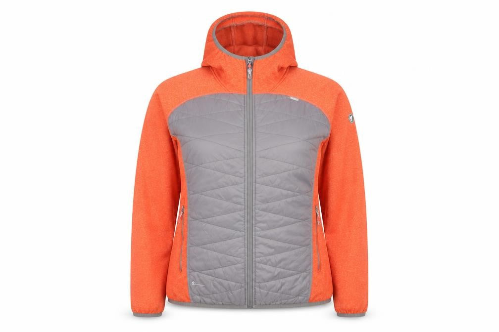 Regatta Women Orange Grey Hooded Quilted Puffer Jacket UK 18