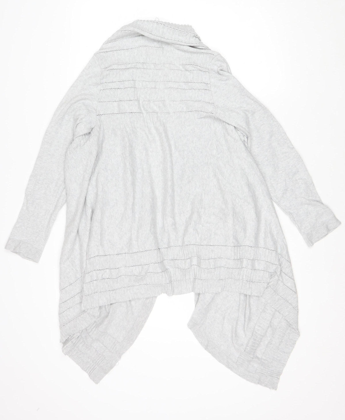 M&S Per Una Women Grey L Open Knit Waterfall Cardigan