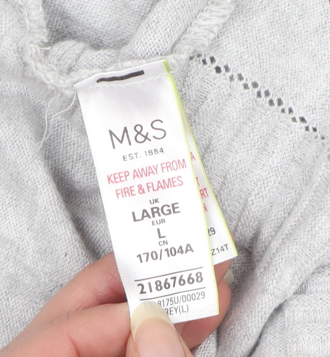 M&S Per Una Women Grey L Open Knit Waterfall Cardigan