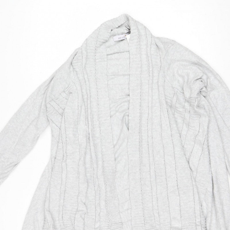 M&S Per Una Women Grey L Open Knit Waterfall Cardigan