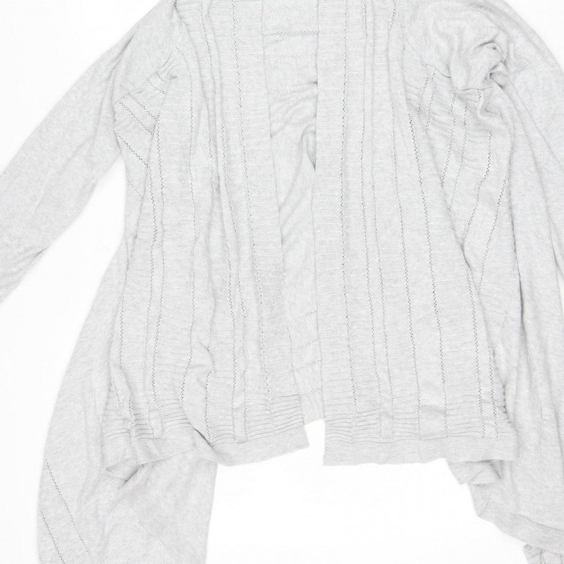 M&S Per Una Women Grey L Open Knit Waterfall Cardigan