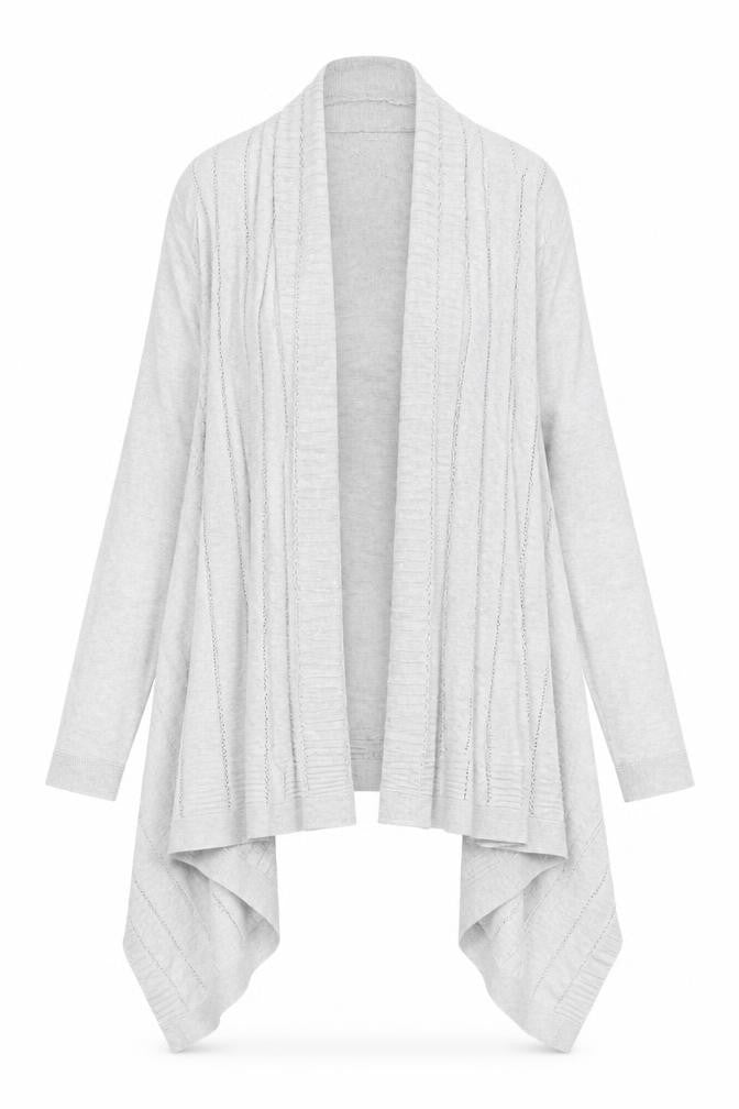 M&S Per Una Women Grey L Open Knit Waterfall Cardigan