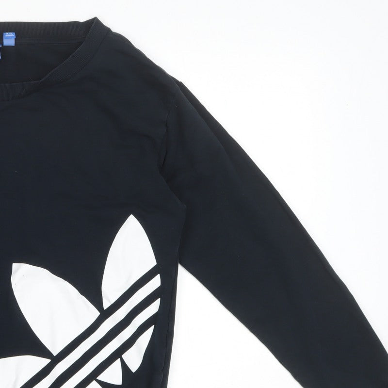 Adidas Women Black UK 12 Trefoil Pullover Basic Jacket
