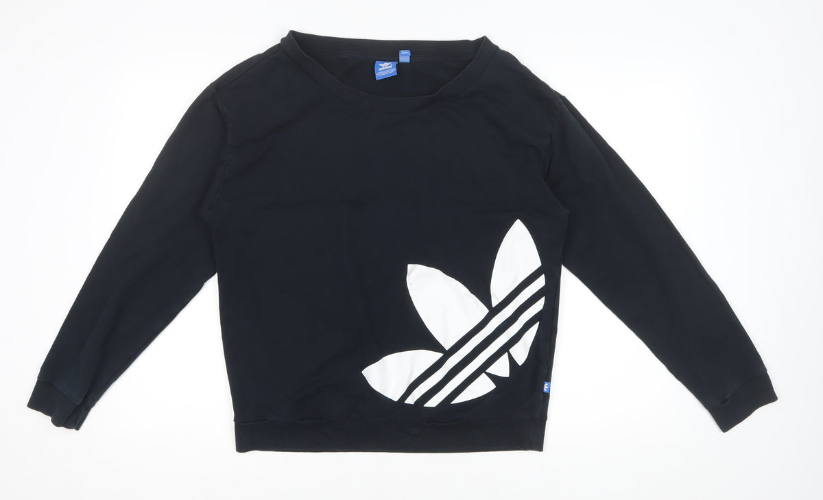 Adidas Women Black UK 12 Trefoil Pullover Basic Jacket