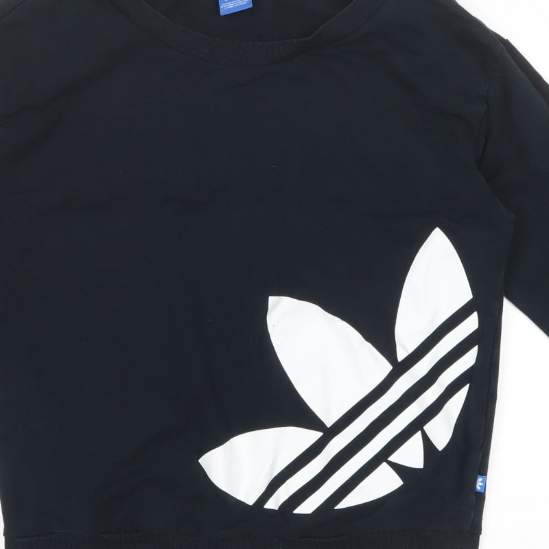 Adidas Women Black UK 12 Trefoil Pullover Basic Jacket