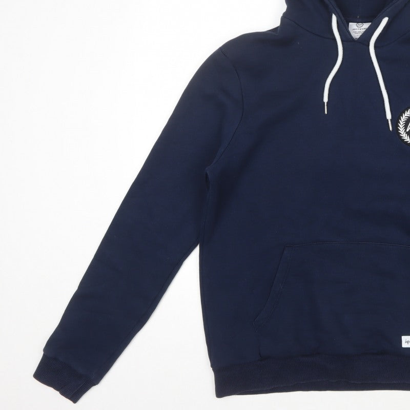 Hype Teens Navy Blue M Pullover Hoodie Logo Pocket Cotton Blend
