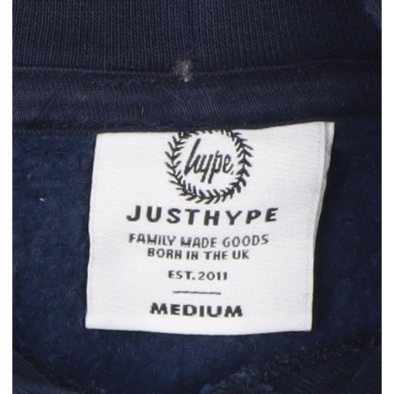 Hype Teens Navy Blue M Pullover Hoodie Logo Pocket Cotton Blend
