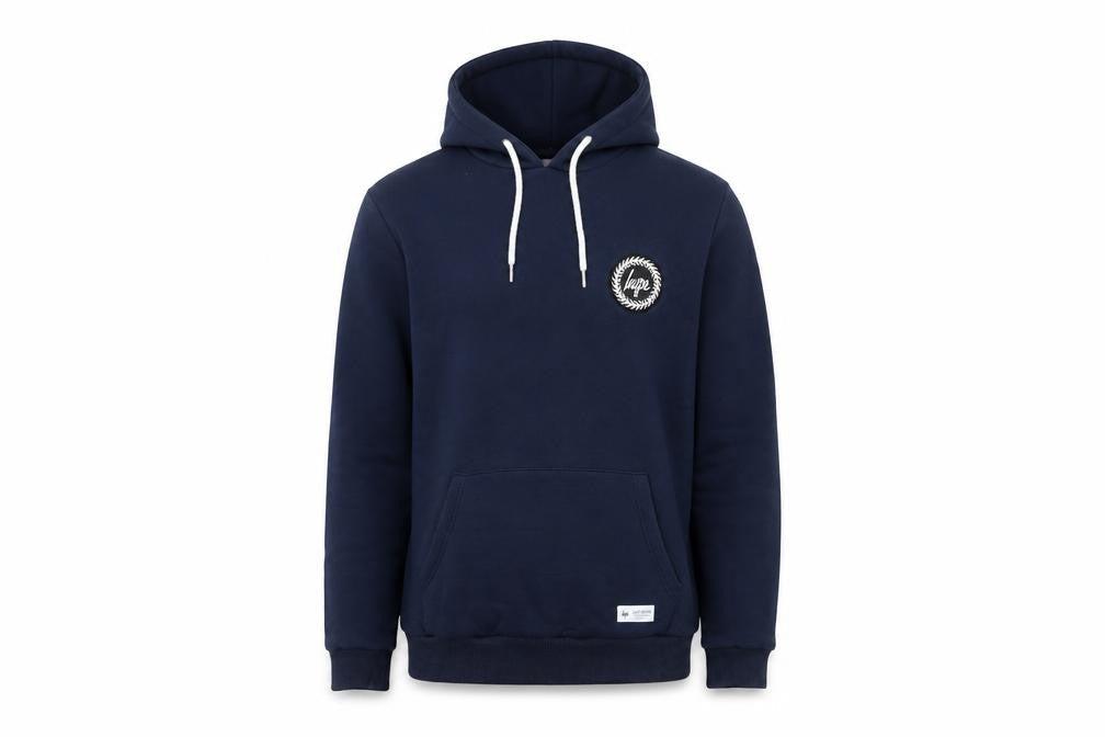 Hype Teens Navy Blue M Pullover Hoodie Logo Pocket Cotton Blend