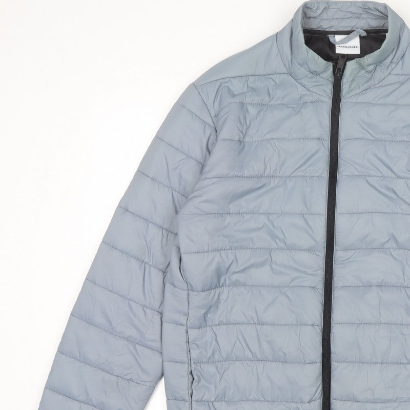 Jack & Jones Men’s Blue S Puffer Jacket Quilted Full Zip