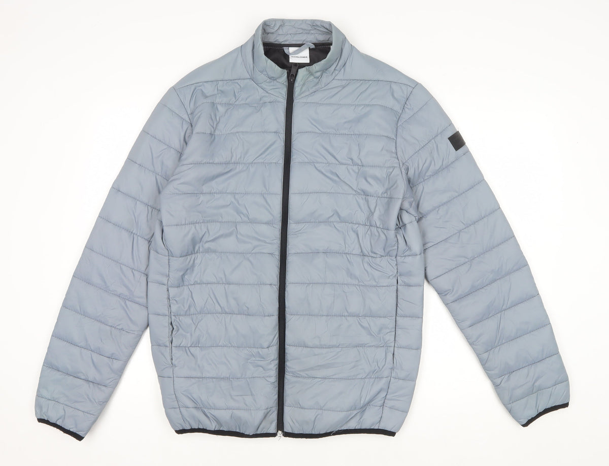Jack & Jones Men’s Blue S Puffer Jacket Quilted Full Zip