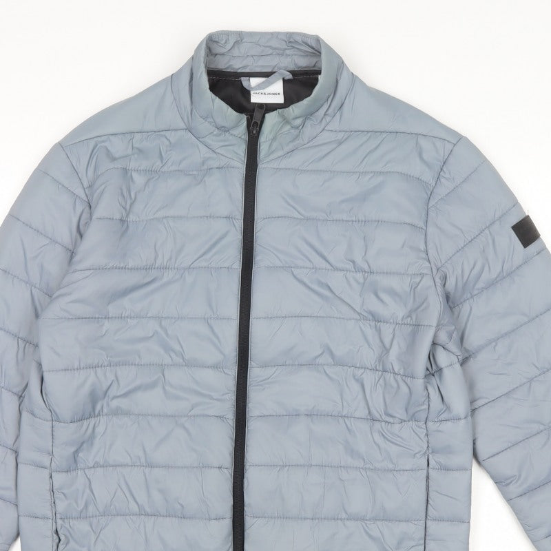 Jack & Jones Men’s Blue S Puffer Jacket Quilted Full Zip