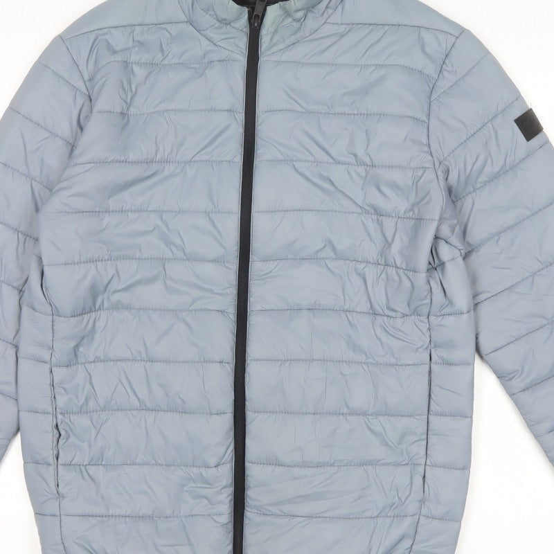 Jack & Jones Men’s Blue S Puffer Jacket Quilted Full Zip