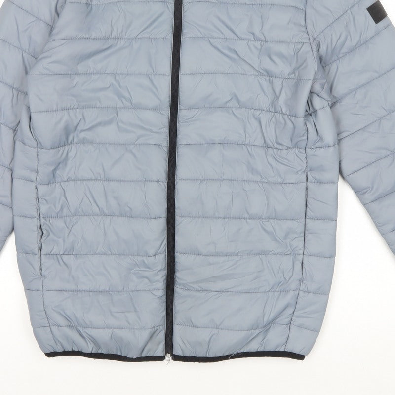Jack & Jones Men’s Blue S Puffer Jacket Quilted Full Zip