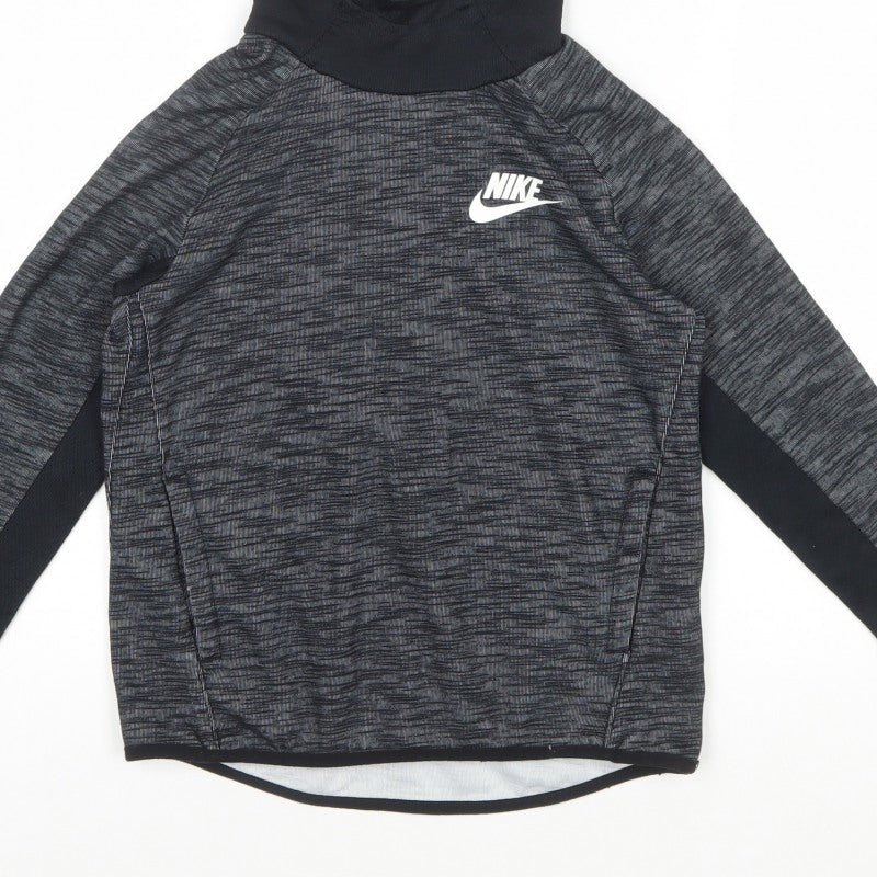 Nike Boys Grey Marl Hoodie 10-11 Years Pullover Logo Sportswear