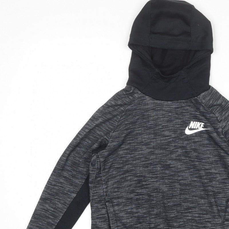 Nike Boys Grey Marl Hoodie 10-11 Years Pullover Logo Sportswear