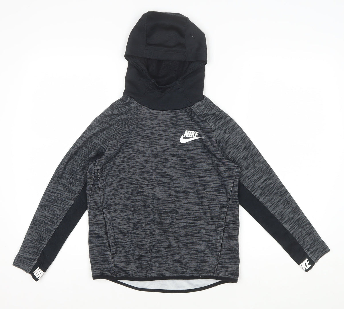 Nike Boys Grey Marl Hoodie 10-11 Years Pullover Logo Sportswear