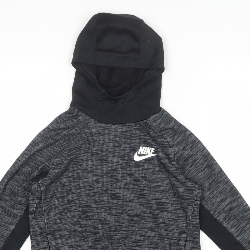Nike Boys Grey Marl Hoodie 10-11 Years Pullover Logo Sportswear
