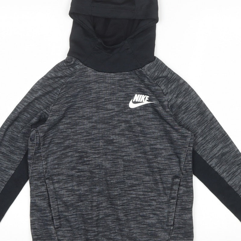 Nike Boys Grey Marl Hoodie 10-11 Years Pullover Logo Sportswear