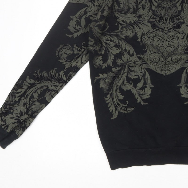 Zara Men Black S Ornate Baroque Graphic Print Crew Neck Sweatshirt