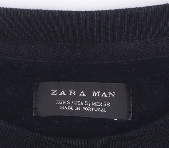 Zara Men Black S Ornate Baroque Graphic Print Crew Neck Sweatshirt