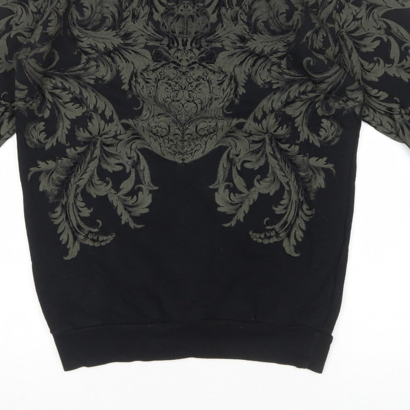 Zara Men Black S Ornate Baroque Graphic Print Crew Neck Sweatshirt