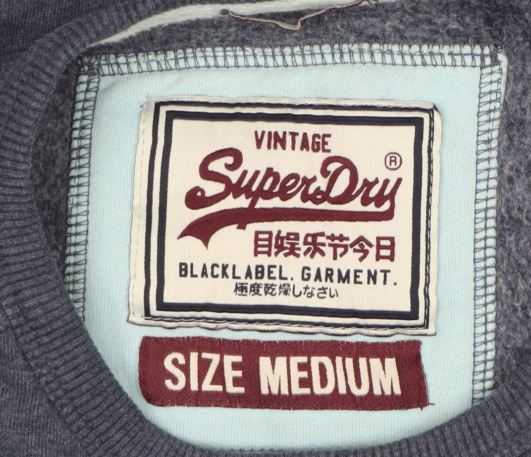 Superdry Men Grey M Crew Neck Graphic Print Pullover Sweatshirt