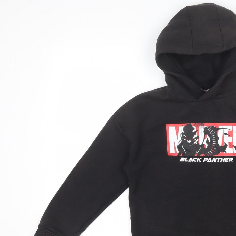 Marvel Boys Black 8-9 Years Black Panther Pullover Hoodie Graphic