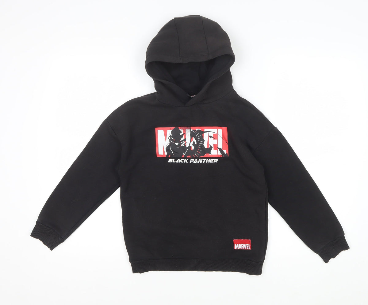 Marvel Boys Black 8-9 Years Black Panther Pullover Hoodie Graphic
