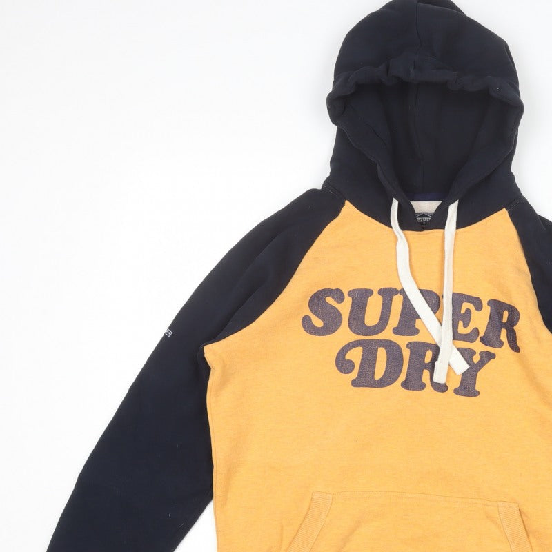 Superdry Men's Orange Black S Pullover Graphic Logo Hoodie