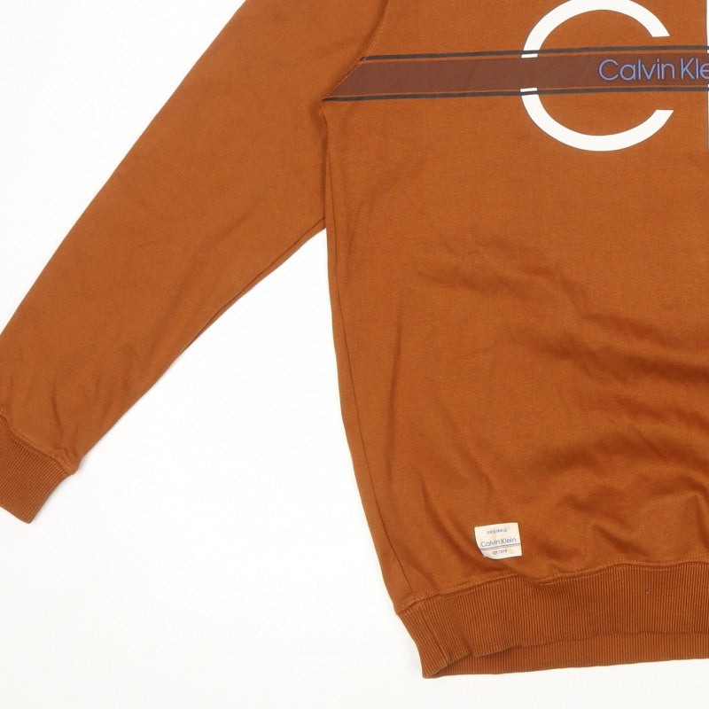 Calvin Klein Jeans Men’s Brown L Logo Graphic Crew Neck Sweatshirt