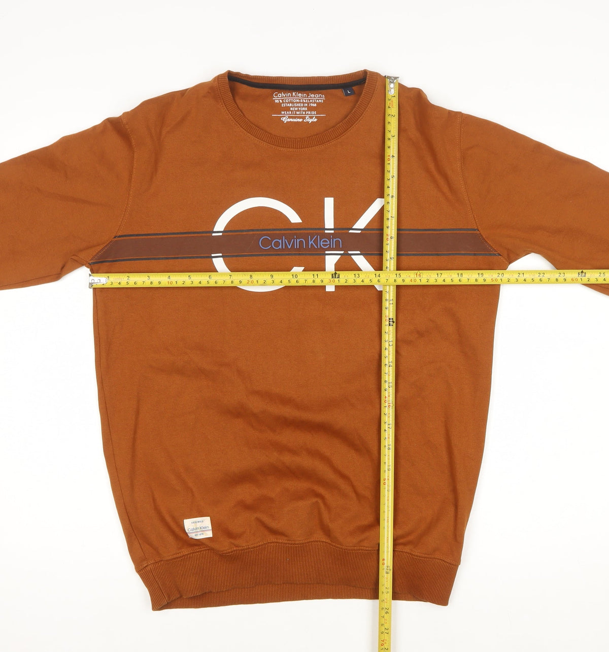 Calvin Klein Jeans Men’s Brown L Logo Graphic Crew Neck Sweatshirt