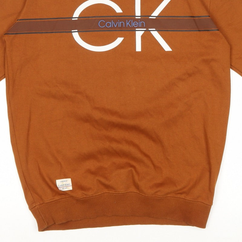 Calvin Klein Jeans Men’s Brown L Logo Graphic Crew Neck Sweatshirt
