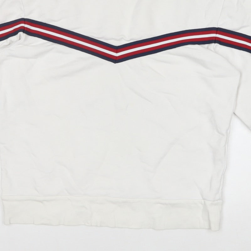 Topman Men's White S Crew Neck Striped Pullover Sweatshirt
