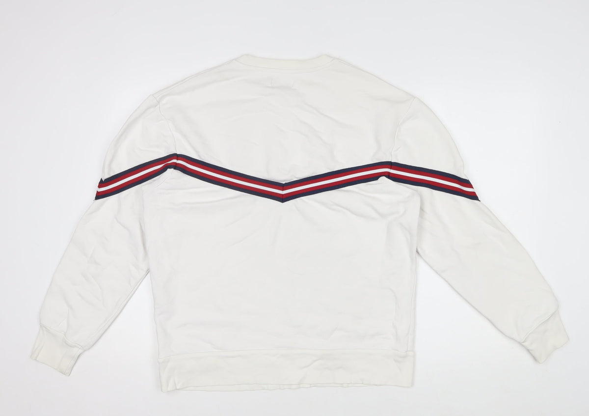Topman Men's White S Crew Neck Striped Pullover Sweatshirt