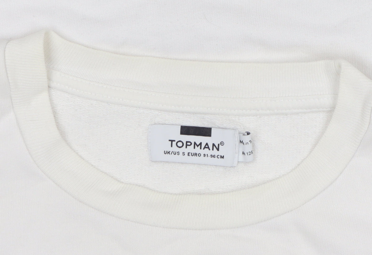 Topman Men's White S Crew Neck Striped Pullover Sweatshirt
