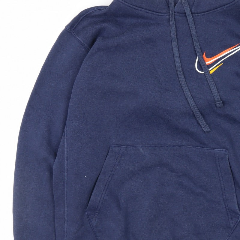 Nike Men’s Blue XS Pullover Hoodie Logo Graphic Pocket Cotton