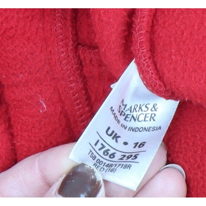 Marks and Spencer Women's Red UK 16 Fleece Basic Zip Jacket