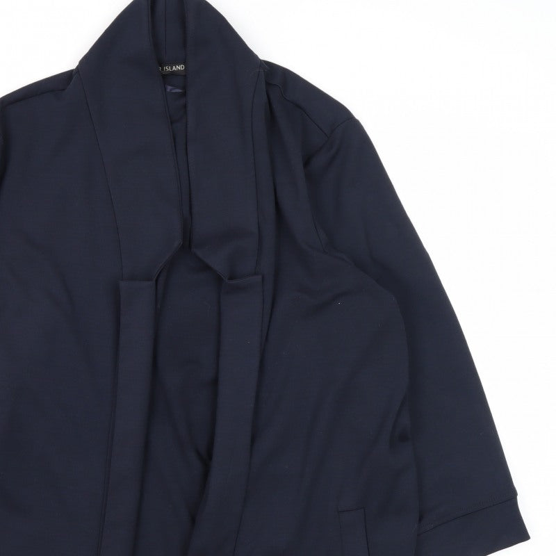 River Island Women Blue UK 18 Shawl Lapel Open Front Blazer