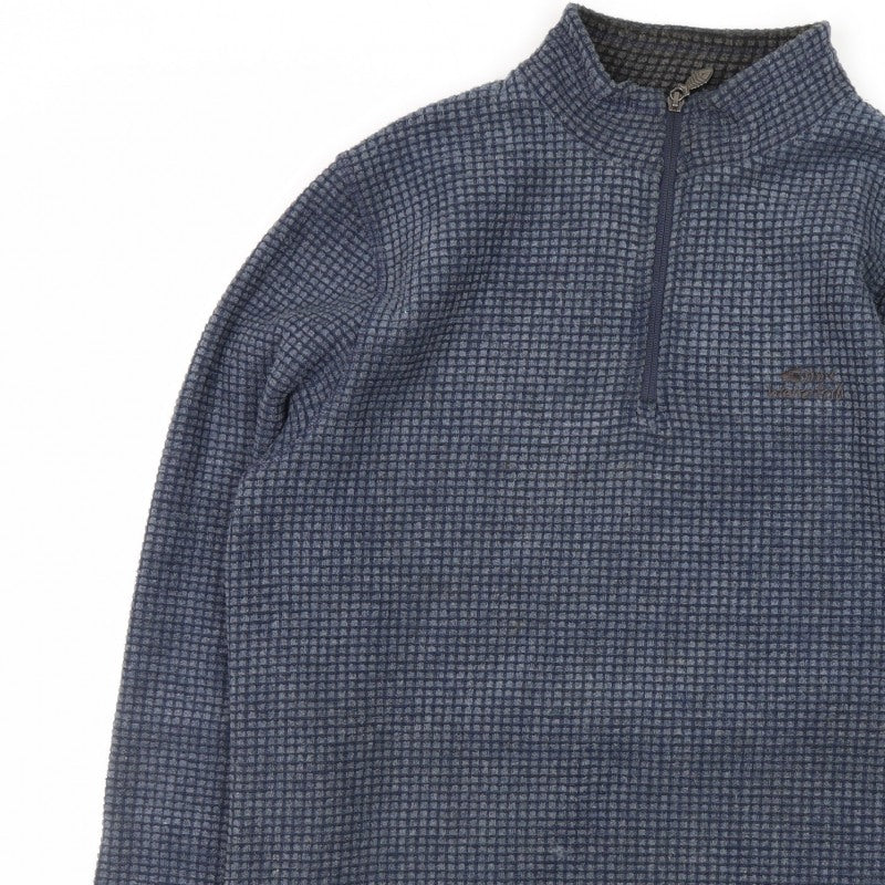 Weird Fish Men's Blue M 1/4 Zip Fleece Sweatshirt Waffle Knit