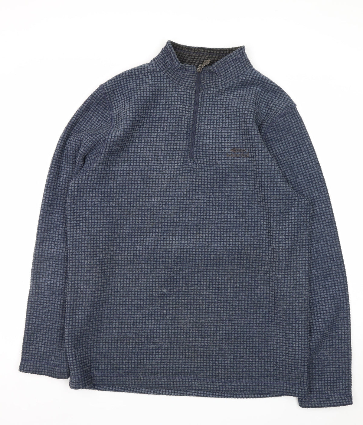 Weird Fish Men's Blue M 1/4 Zip Fleece Sweatshirt Waffle Knit