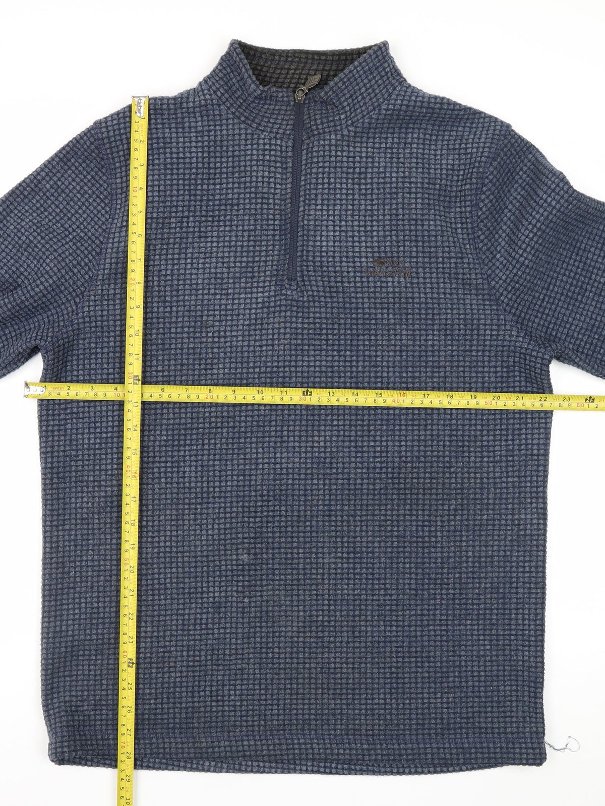 Weird Fish Men's Blue M 1/4 Zip Fleece Sweatshirt Waffle Knit