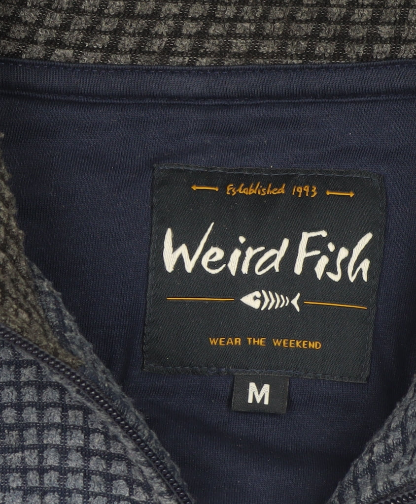 Weird Fish Men's Blue M 1/4 Zip Fleece Sweatshirt Waffle Knit
