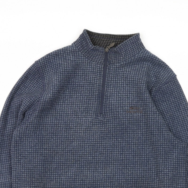 Weird Fish Men's Blue M 1/4 Zip Fleece Sweatshirt Waffle Knit